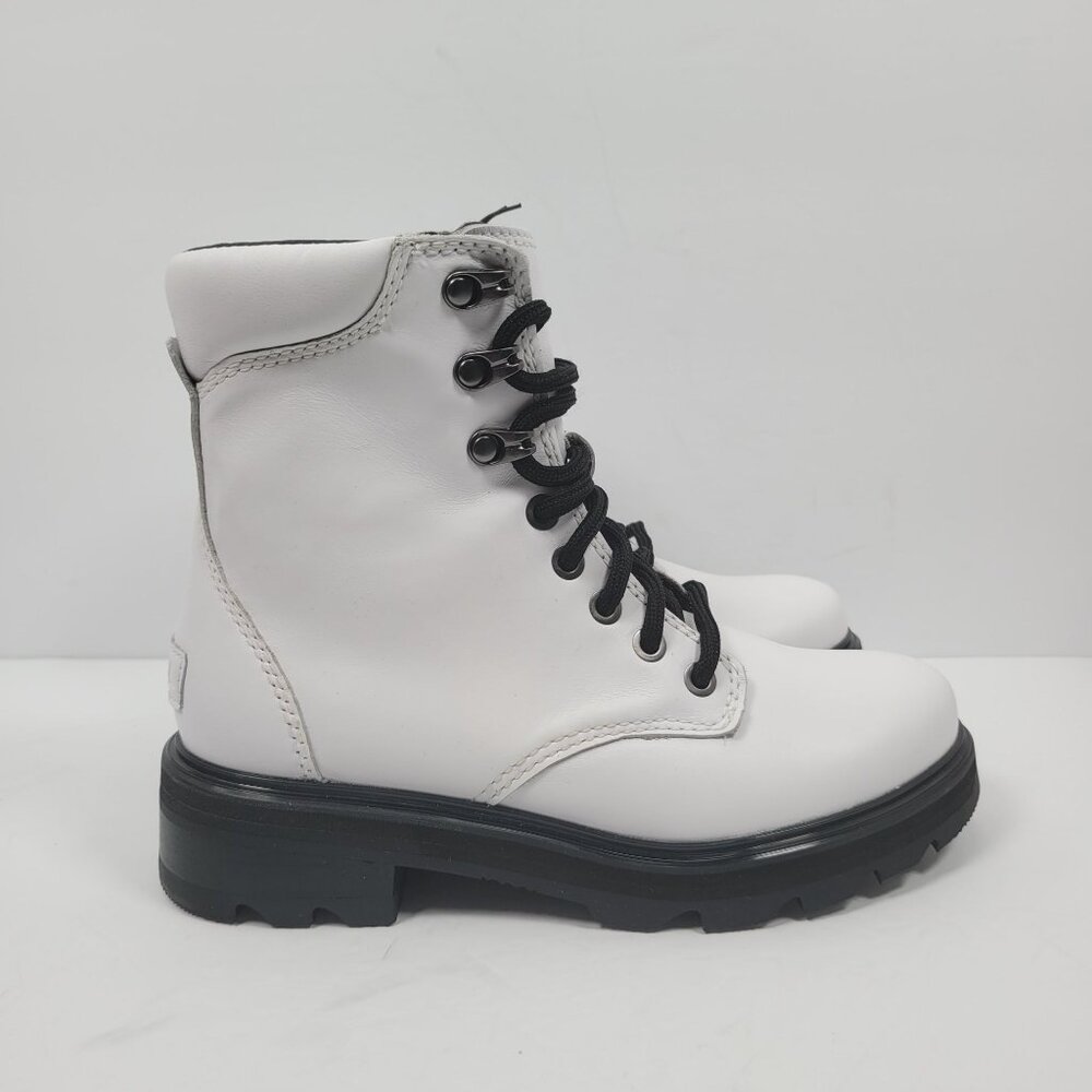 Sorel Lennox Waterproof Lace-Up Women's White Black Boots US Size 5.5 NWT